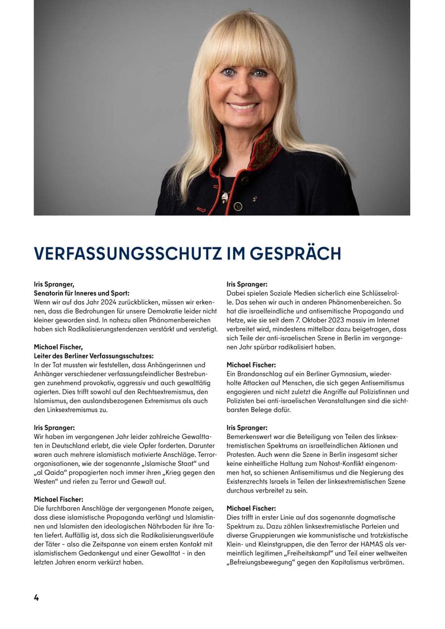 Seite 4 des Verfassungsschutzbericht 2024 Berlin