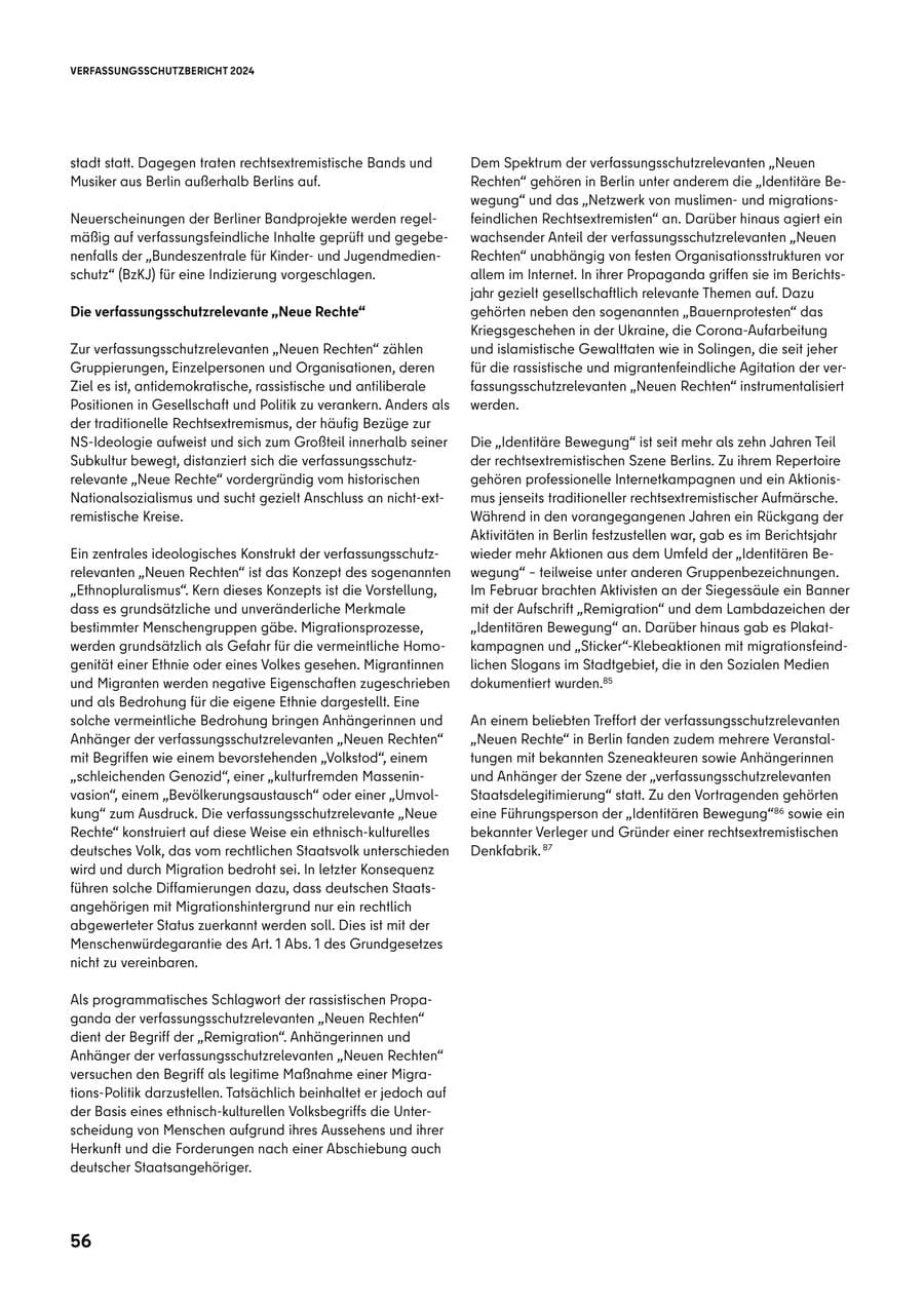 Seite 56 des Verfassungsschutzbericht 2024 Berlin