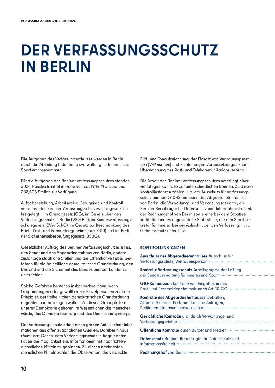 Seite 10 des Verfassungsschutzbericht 2024 Berlin