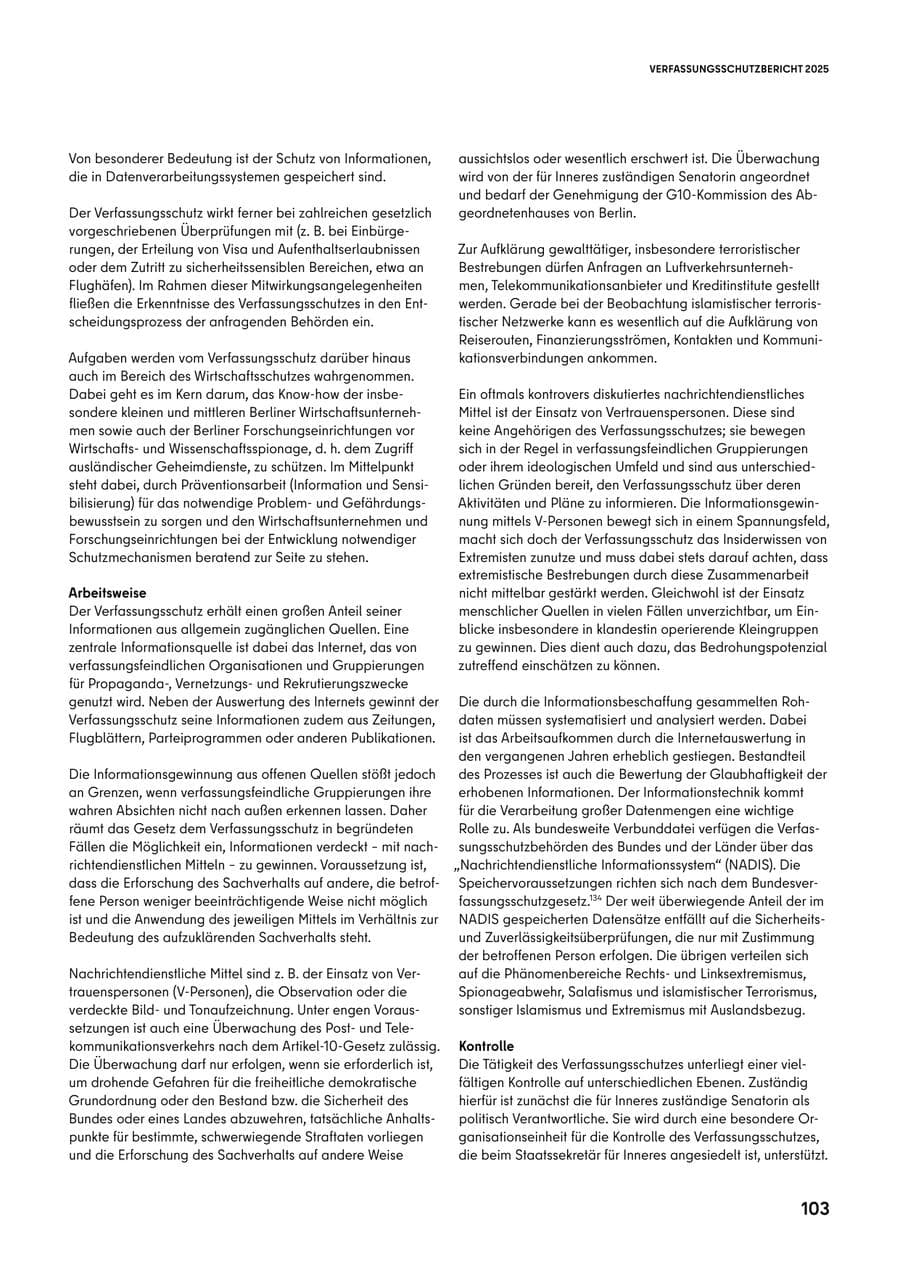 Seite 103 des Verfassungsschutzbericht 2025 Berlin