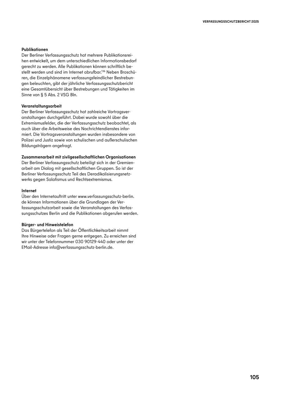Seite 105 des Verfassungsschutzbericht 2025 Berlin