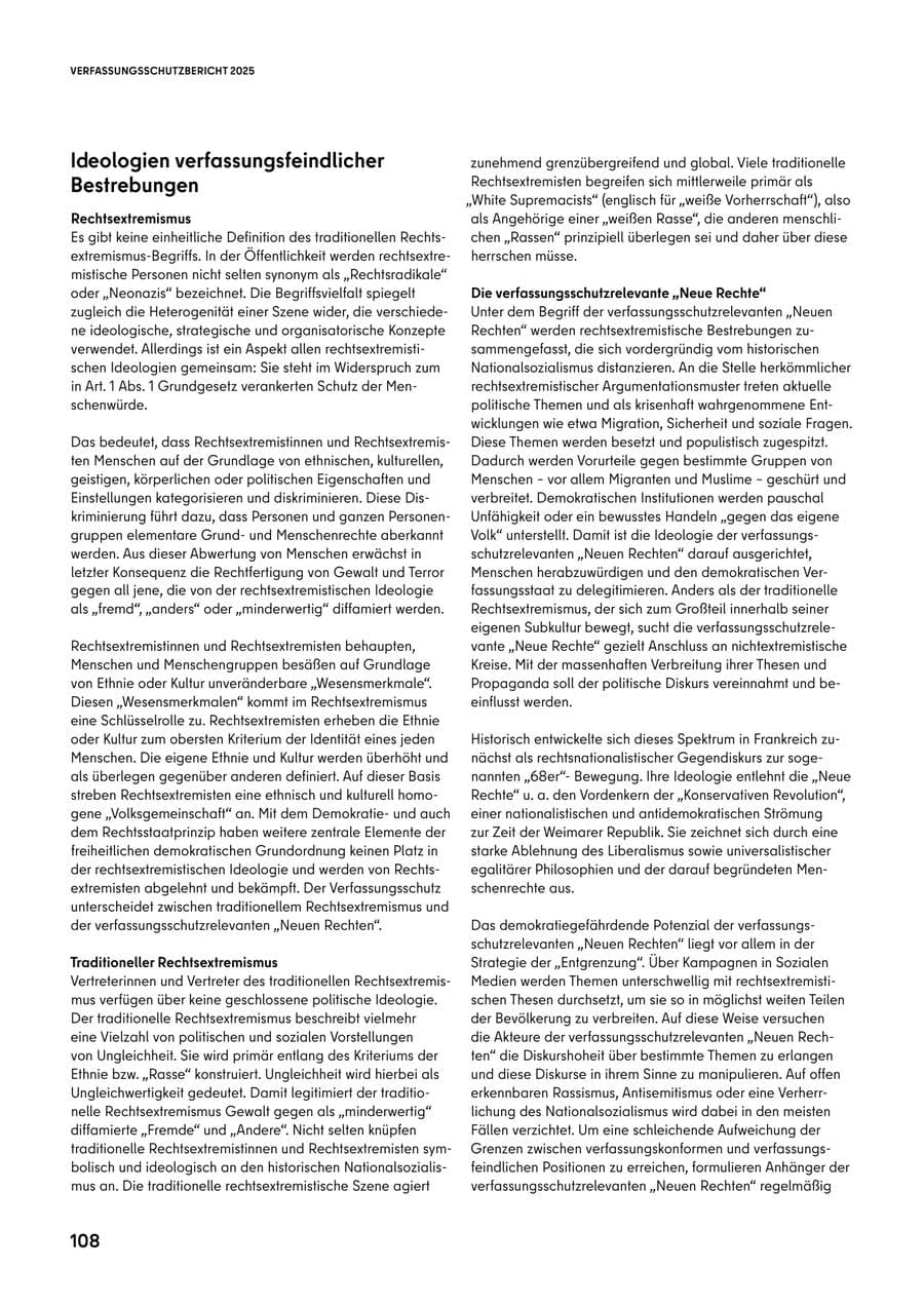 Seite 108 des Verfassungsschutzbericht 2025 Berlin