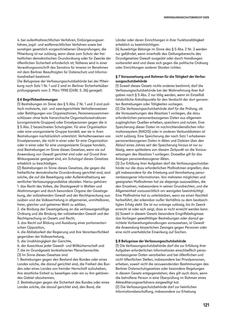 Seite 121 des Verfassungsschutzbericht 2025 Berlin