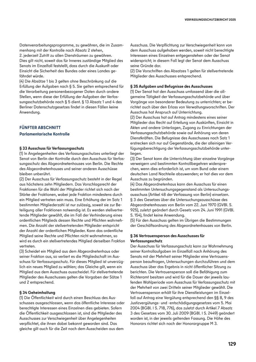 Seite 129 des Verfassungsschutzbericht 2025 Berlin