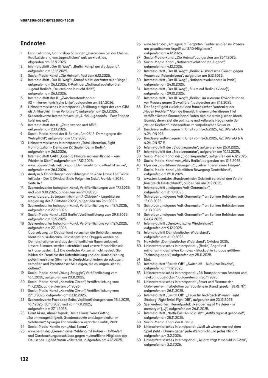 Seite 132 des Verfassungsschutzbericht 2025 Berlin