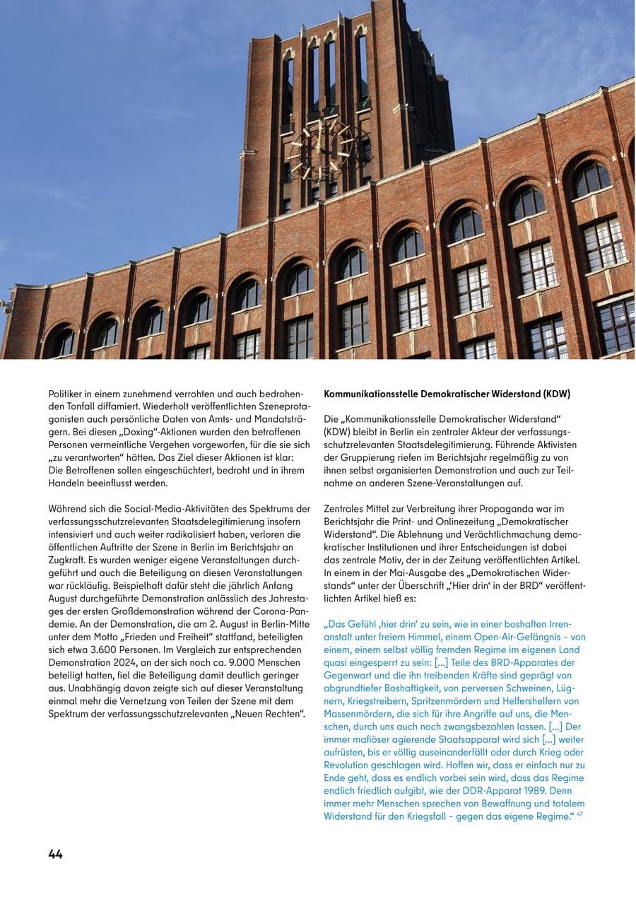 Seite 44 des Verfassungsschutzbericht 2025 Berlin