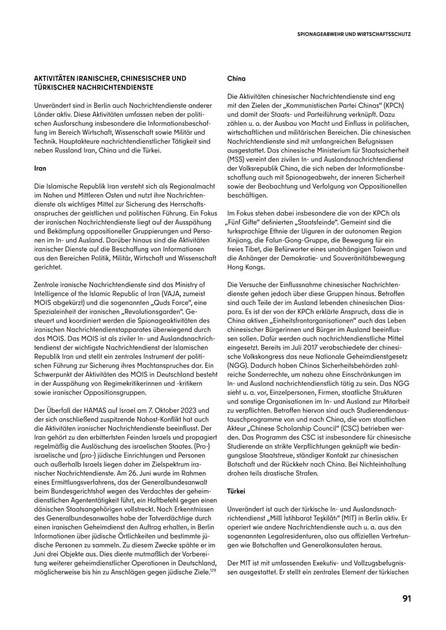 Seite 91 des Verfassungsschutzbericht 2025 Berlin