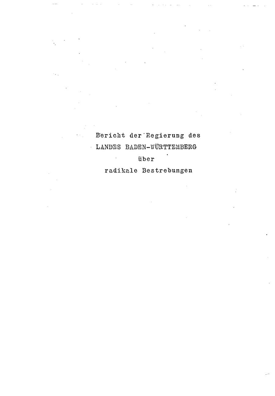 Seite 1 des Verfassungsschutzbericht 1973 Baden-Württemberg