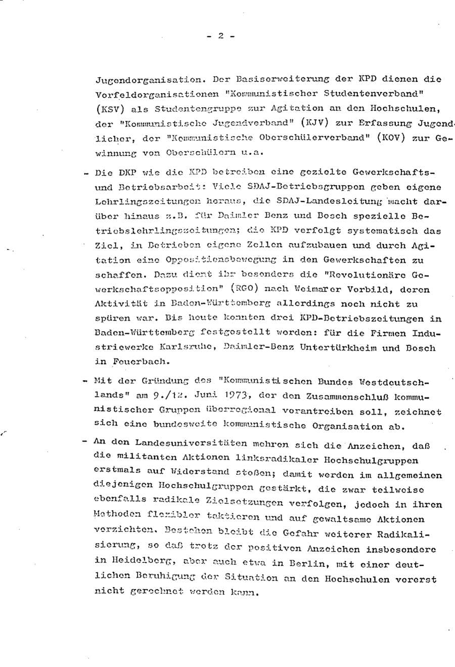 Seite 4 des Verfassungsschutzbericht 1973 Baden-Württemberg