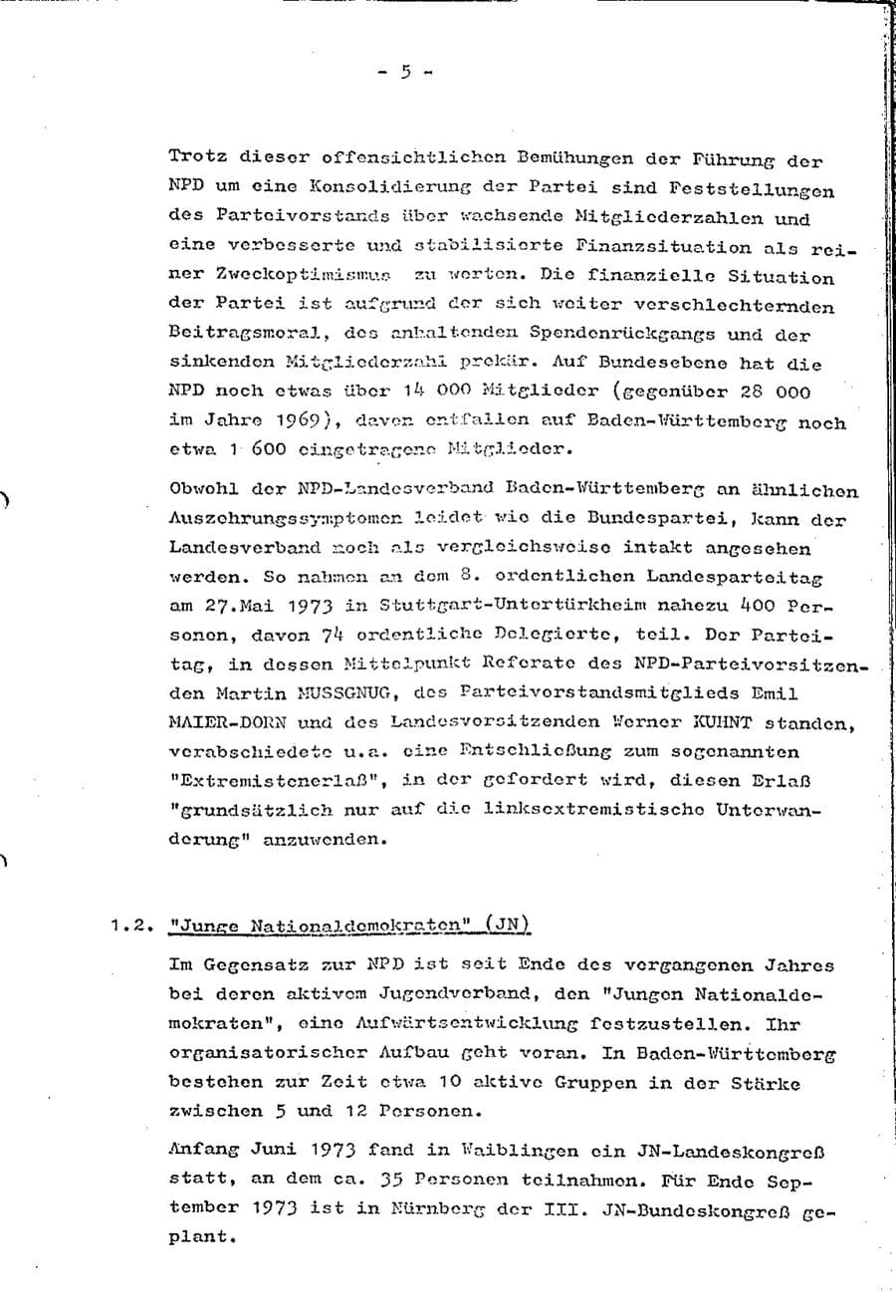 Seite 7 des Verfassungsschutzbericht 1973 Baden-Württemberg
