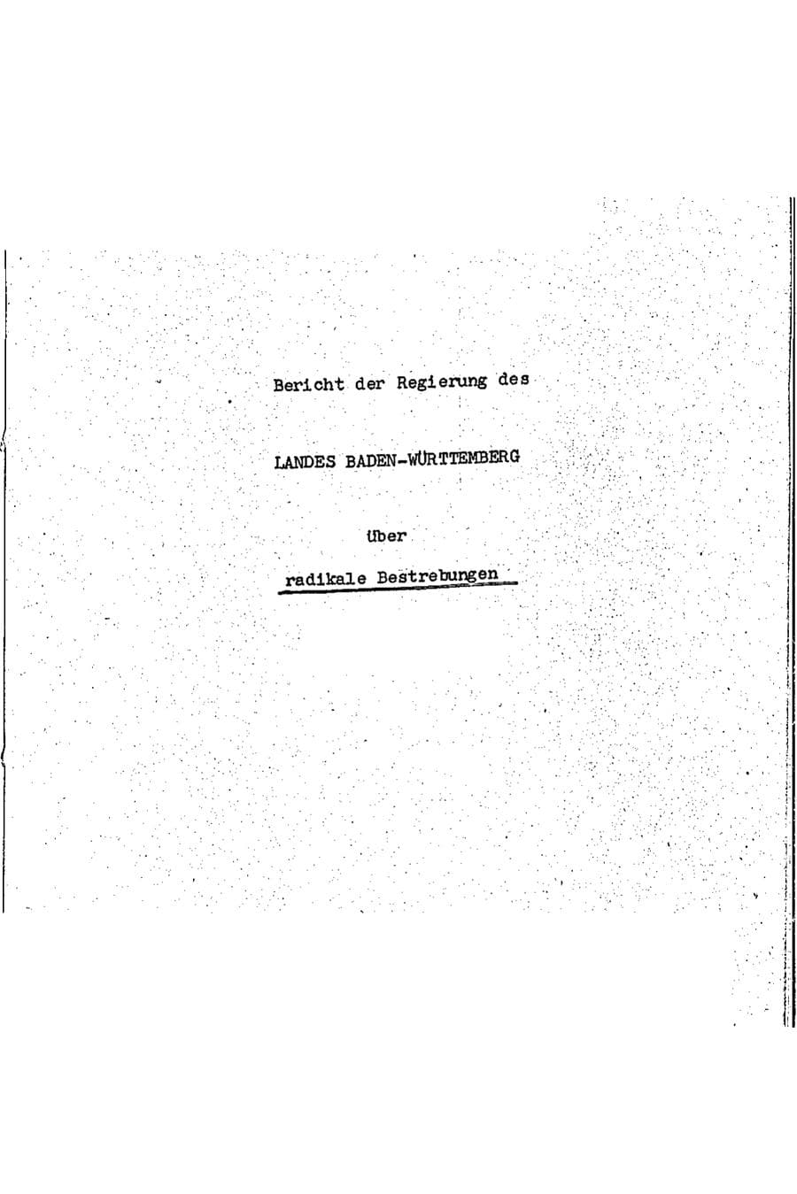 Seite 1 des Verfassungsschutzbericht 1974 Baden-Württemberg