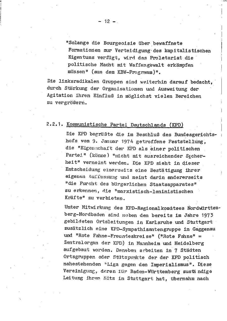 Seite 14 des Verfassungsschutzbericht 1974 Baden-Württemberg