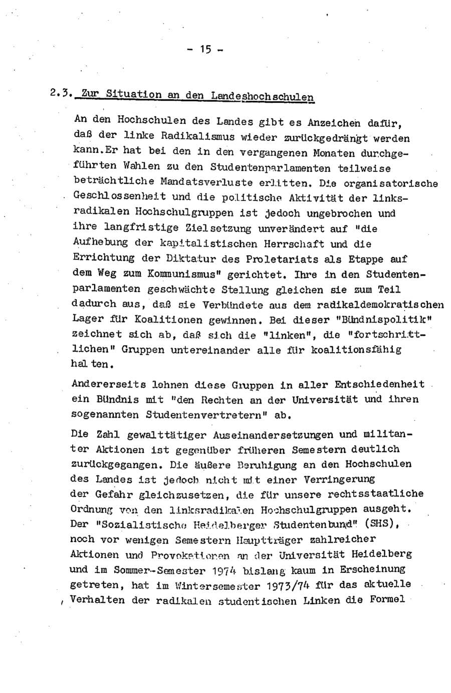 Seite 17 des Verfassungsschutzbericht 1974 Baden-Württemberg