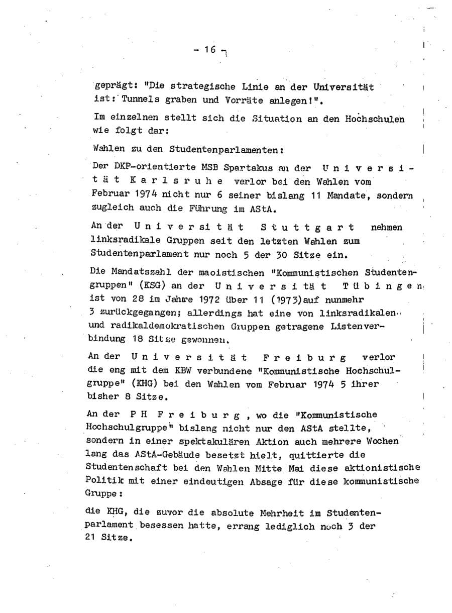 Seite 18 des Verfassungsschutzbericht 1974 Baden-Württemberg