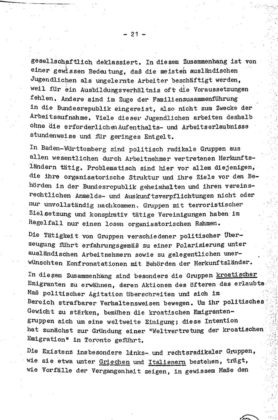Seite 23 des Verfassungsschutzbericht 1974 Baden-Württemberg