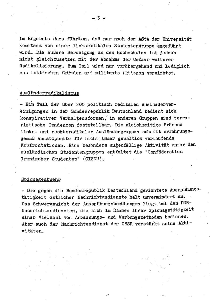 Seite 5 des Verfassungsschutzbericht 1974 Baden-Württemberg