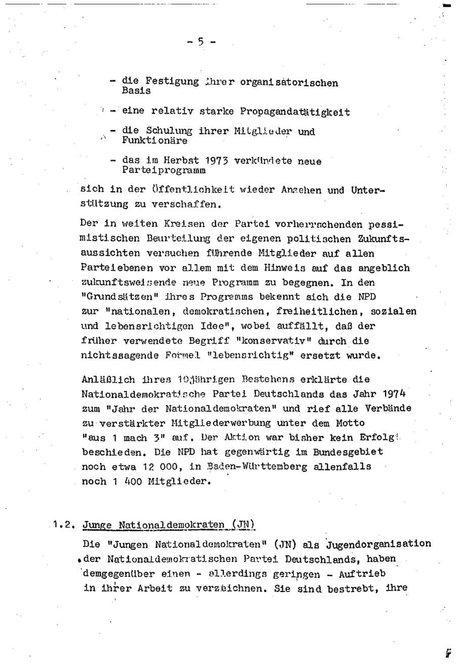 Seite 7 des Verfassungsschutzbericht 1974 Baden-Württemberg