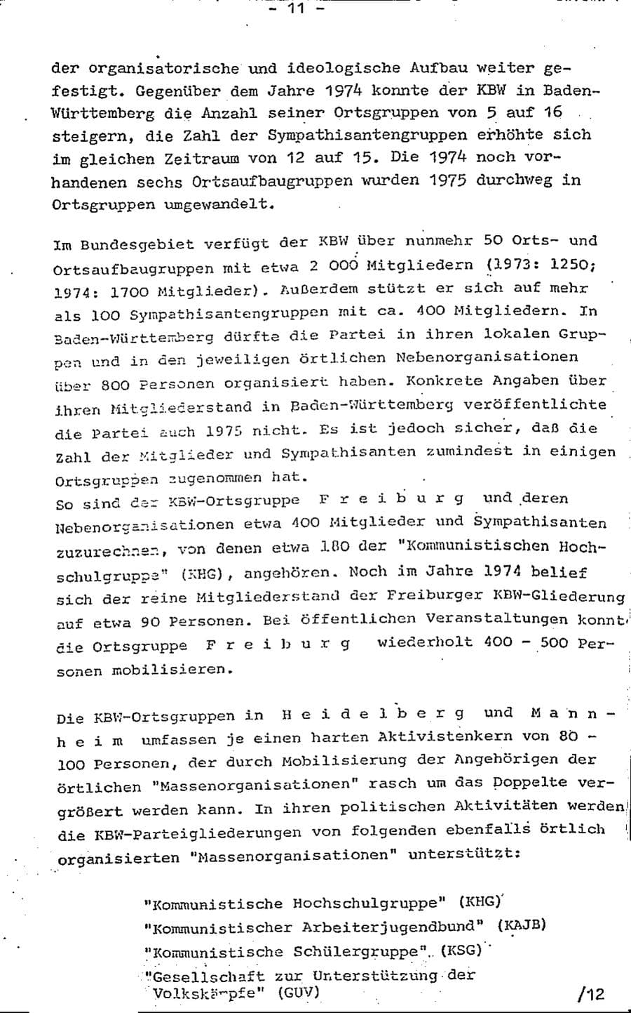 Seite 16 des Verfassungsschutzbericht 1975 Baden-Württemberg
