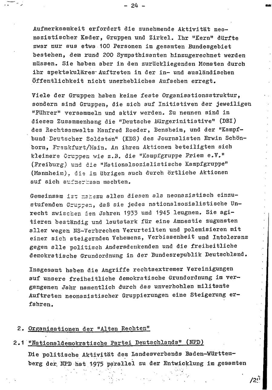 Seite 39 des Verfassungsschutzbericht 1975 Baden-Württemberg