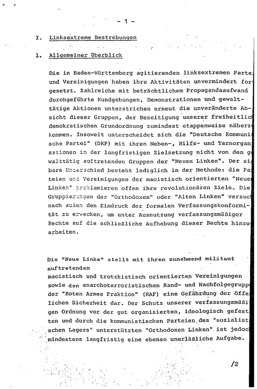 Seite 6 des Verfassungsschutzbericht 1975 Baden-Württemberg