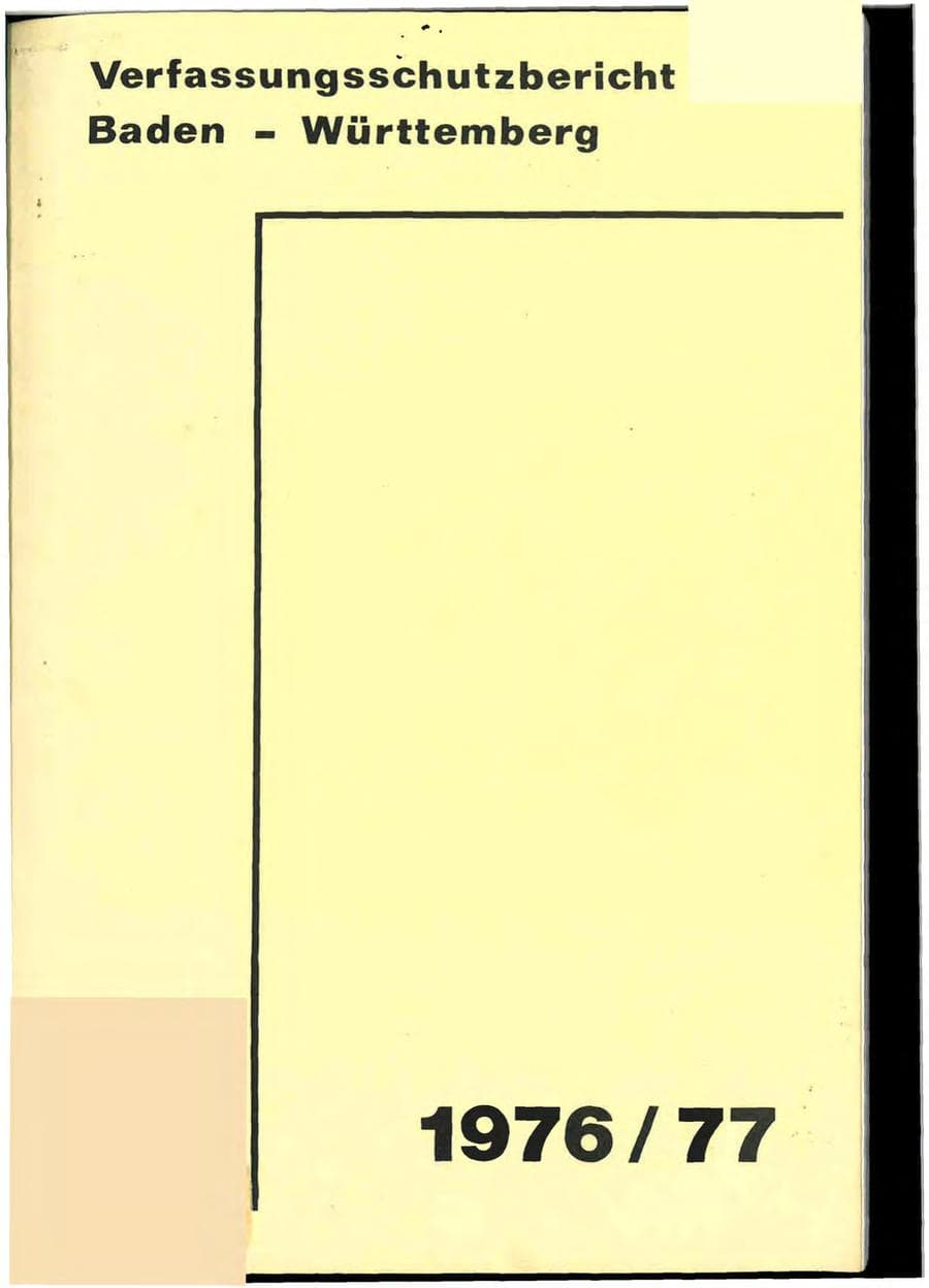 Seite 1 des Verfassungsschutzbericht 1976 Baden-Württemberg