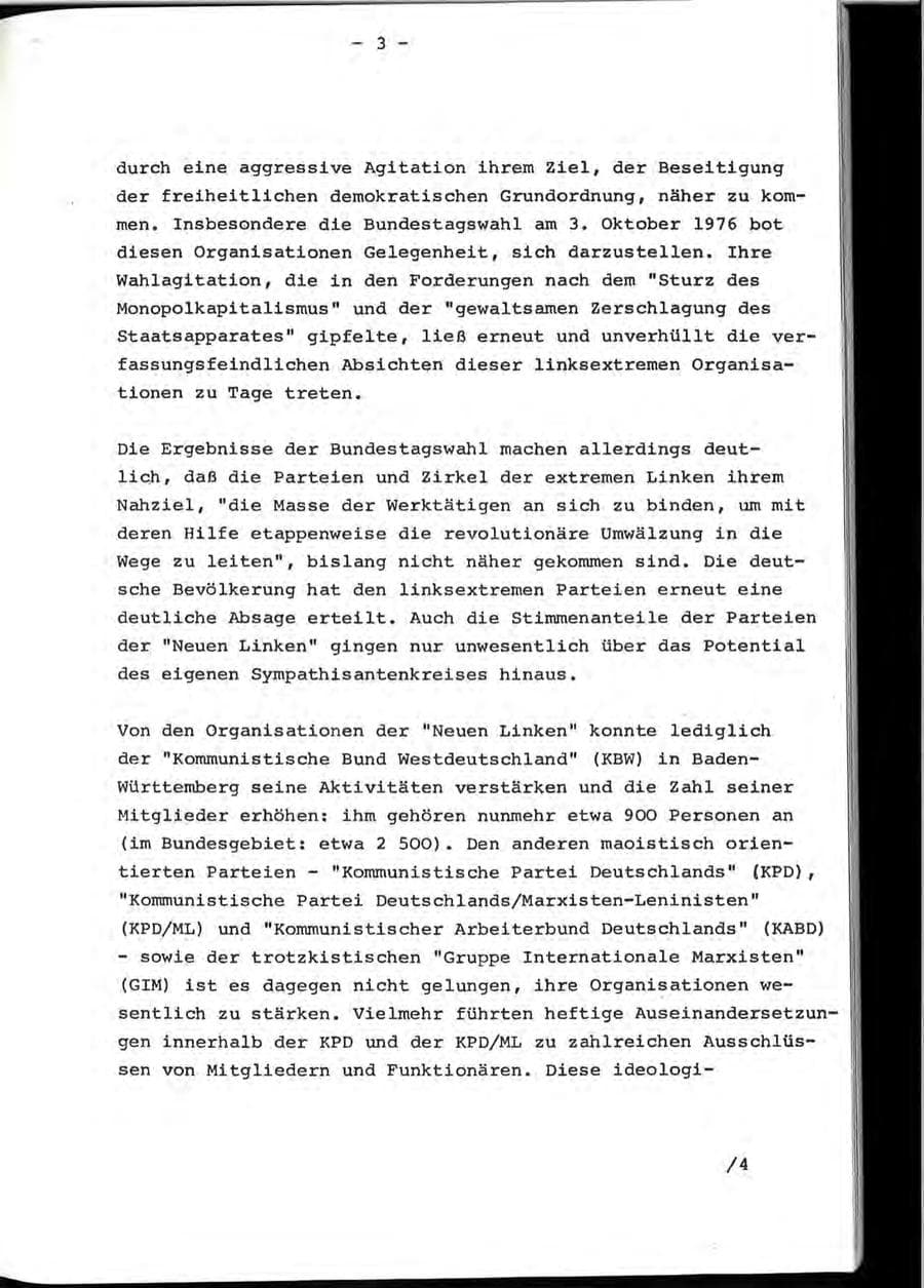 Seite 13 des Verfassungsschutzbericht 1976 Baden-Württemberg