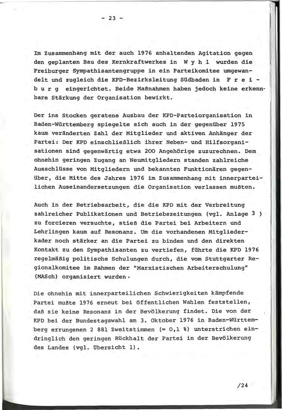 Seite 43 des Verfassungsschutzbericht 1976 Baden-Württemberg