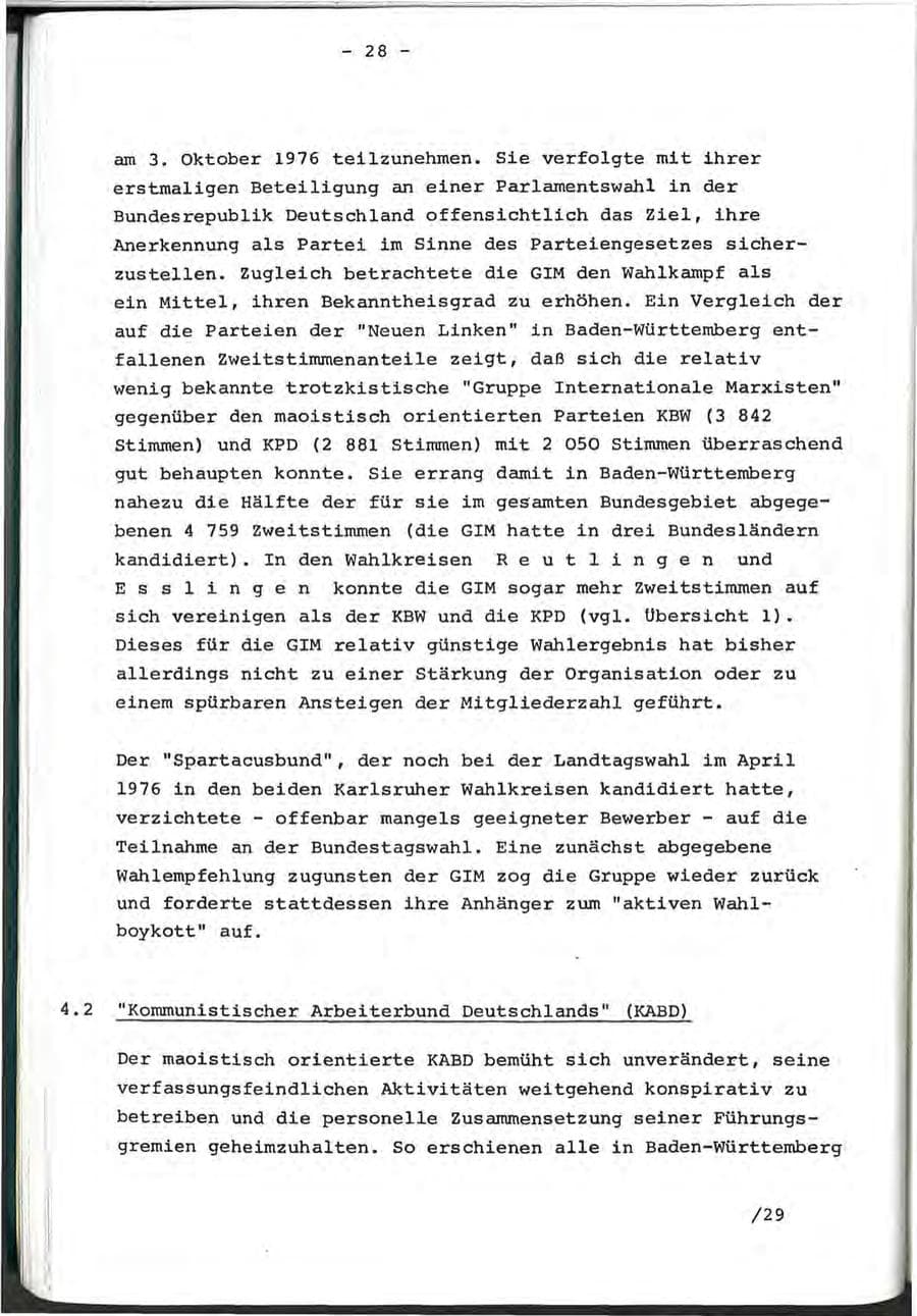 Seite 52 des Verfassungsschutzbericht 1976 Baden-Württemberg