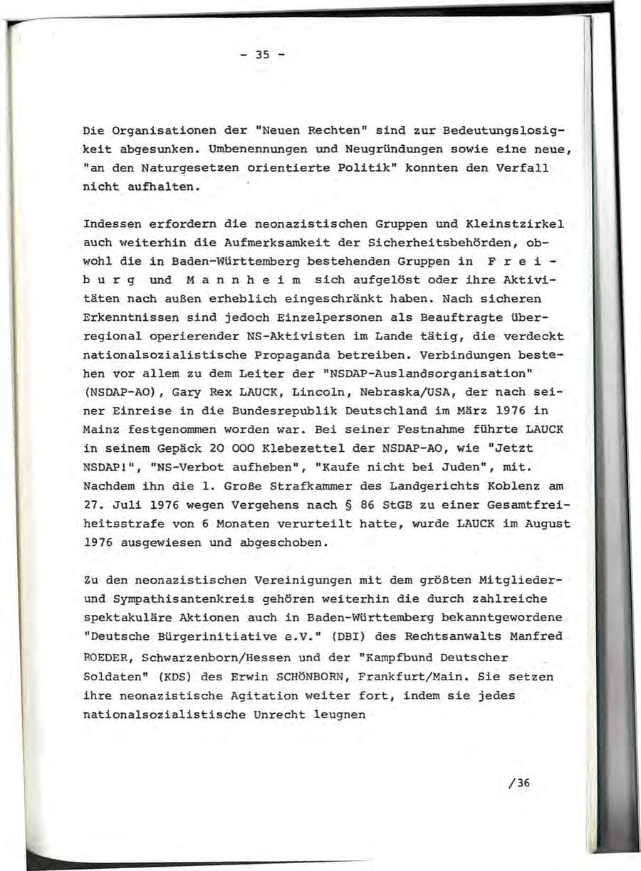 Seite 63 des Verfassungsschutzbericht 1976 Baden-Württemberg