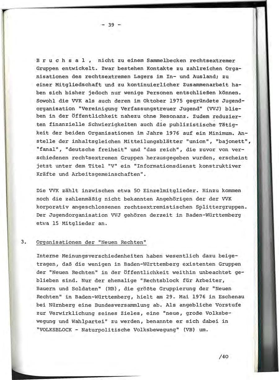 Seite 69 des Verfassungsschutzbericht 1976 Baden-Württemberg