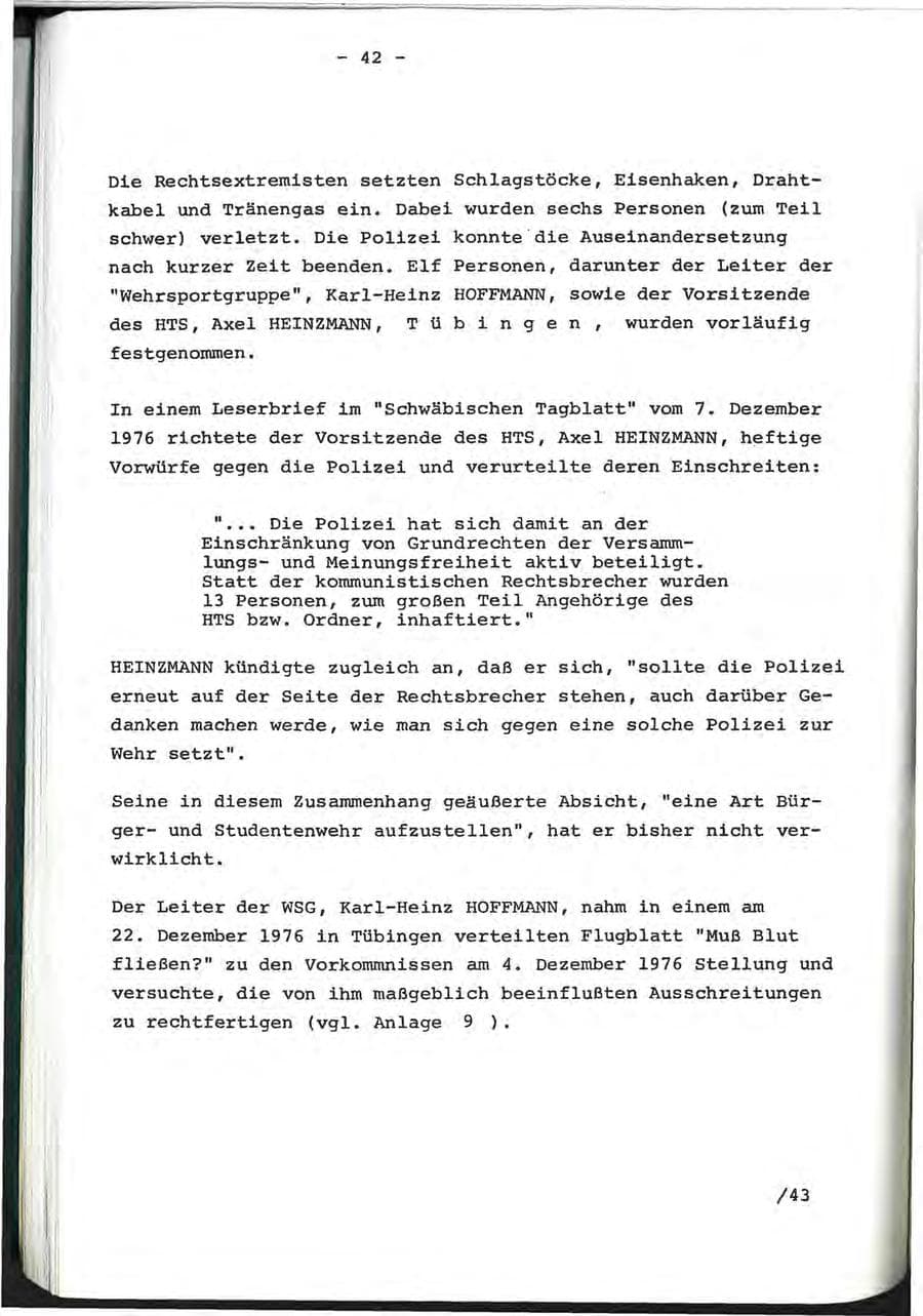 Seite 74 des Verfassungsschutzbericht 1976 Baden-Württemberg