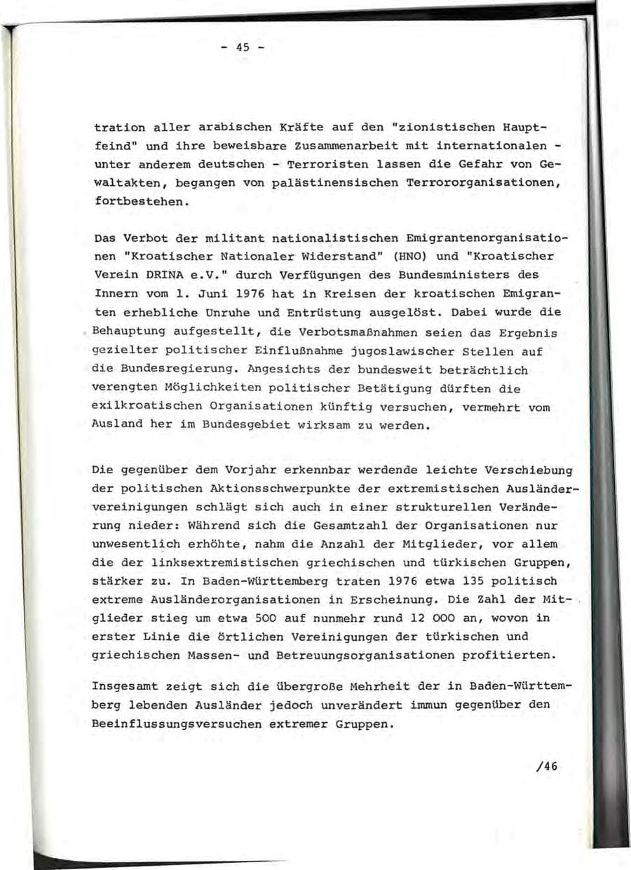 Seite 83 des Verfassungsschutzbericht 1976 Baden-Württemberg
