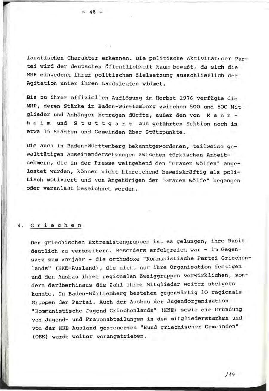 Seite 86 des Verfassungsschutzbericht 1976 Baden-Württemberg