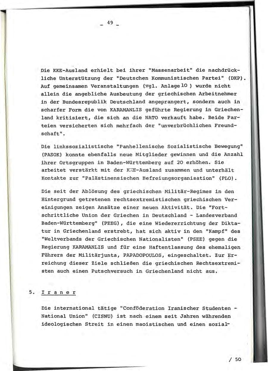 Seite 89 des Verfassungsschutzbericht 1976 Baden-Württemberg