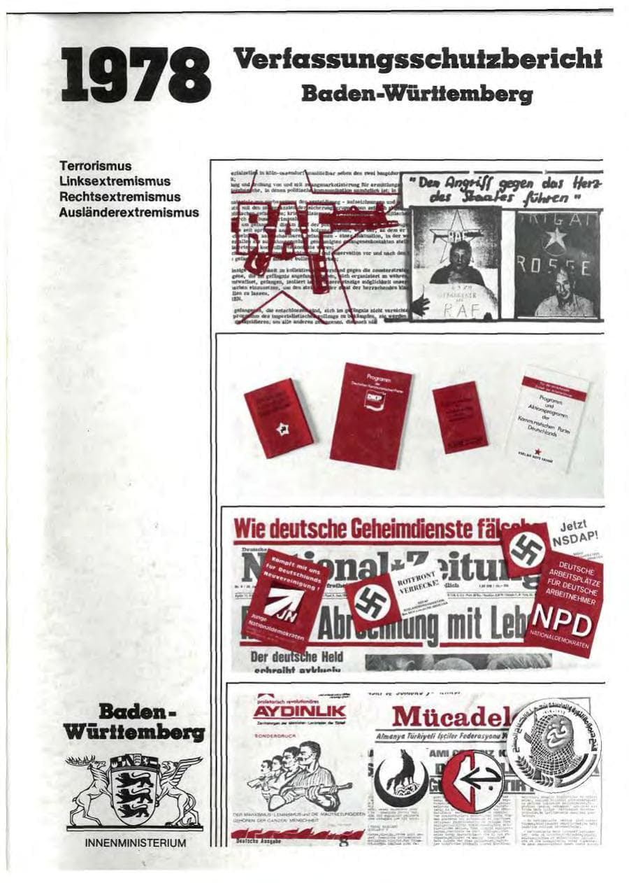 Seite 1 des Verfassungsschutzbericht 1978 Baden-Württemberg