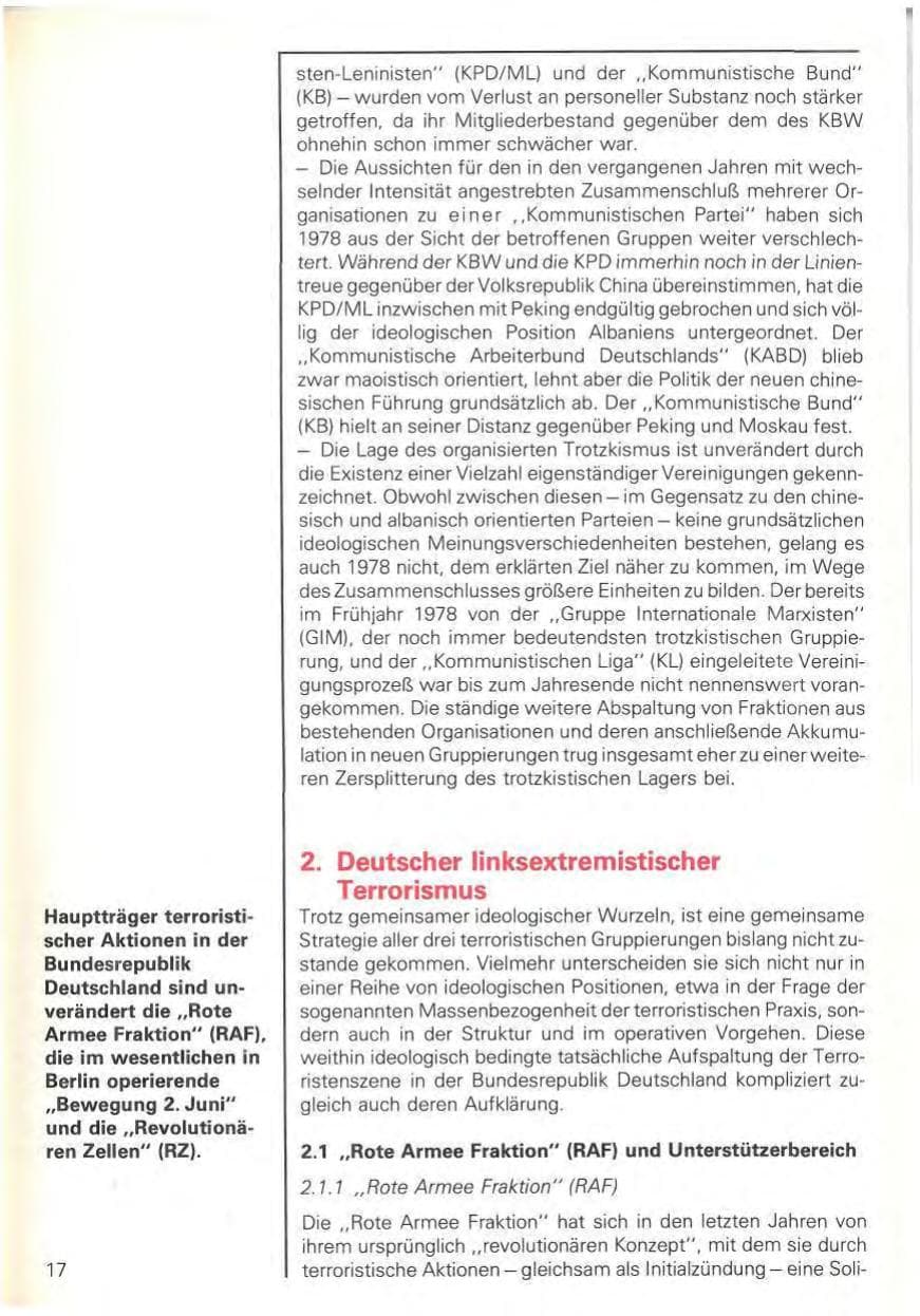Seite 20 des Verfassungsschutzbericht 1978 Baden-Württemberg