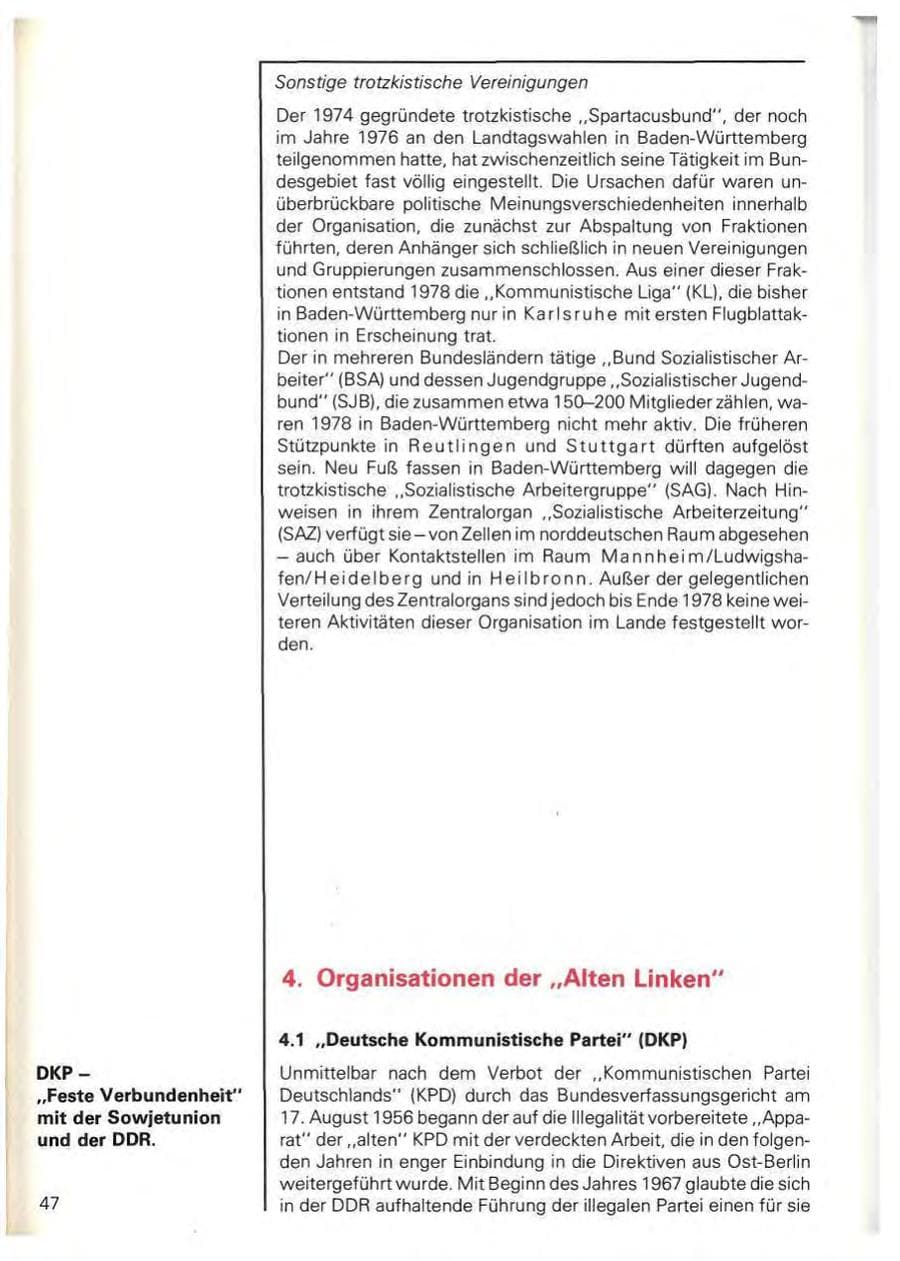 Seite 50 des Verfassungsschutzbericht 1978 Baden-Württemberg