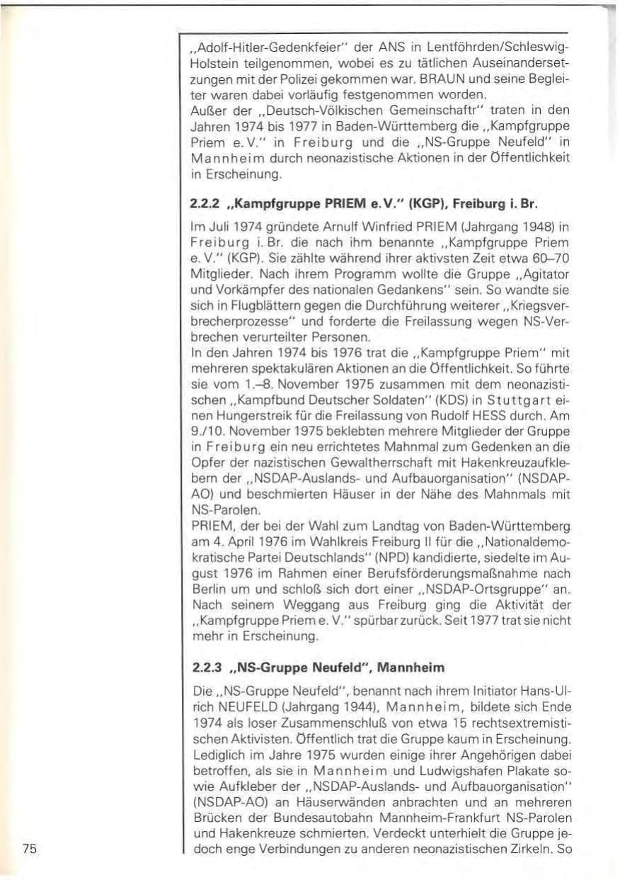 Seite 78 des Verfassungsschutzbericht 1978 Baden-Württemberg