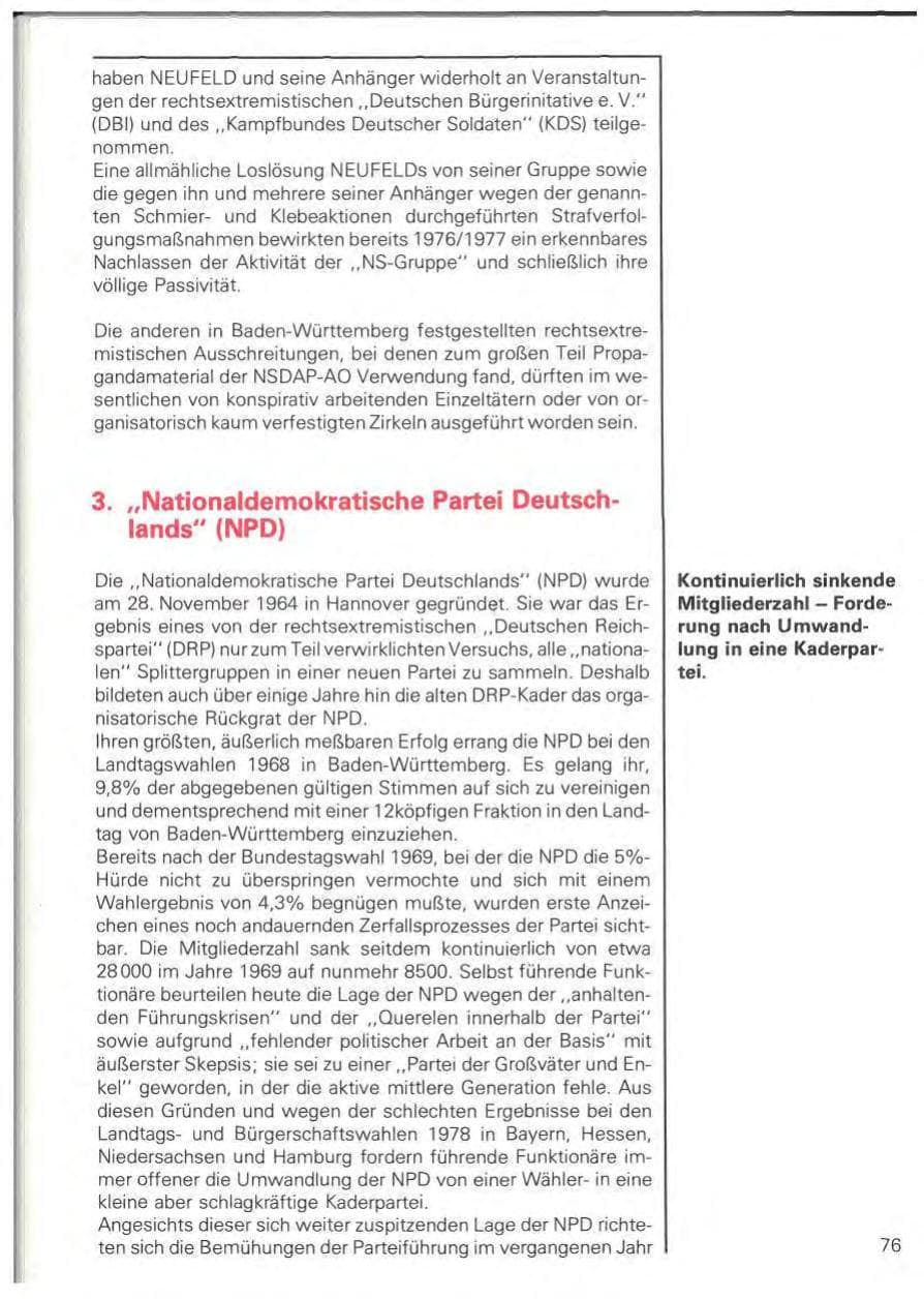Seite 79 des Verfassungsschutzbericht 1978 Baden-Württemberg