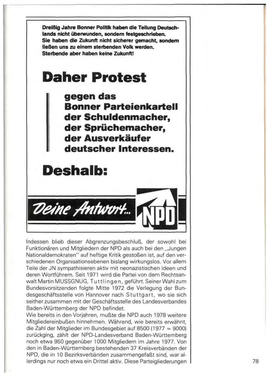 Seite 81 des Verfassungsschutzbericht 1978 Baden-Württemberg
