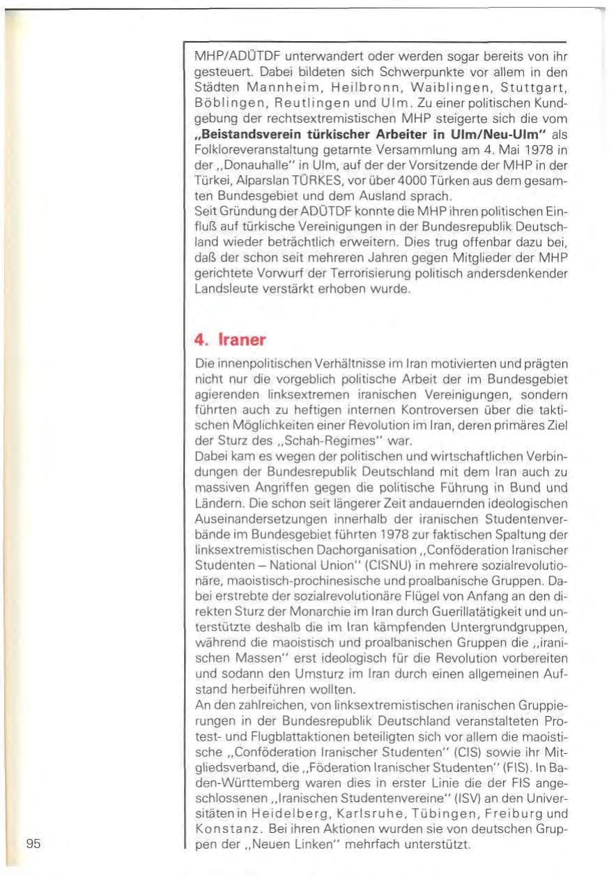 Seite 98 des Verfassungsschutzbericht 1978 Baden-Württemberg