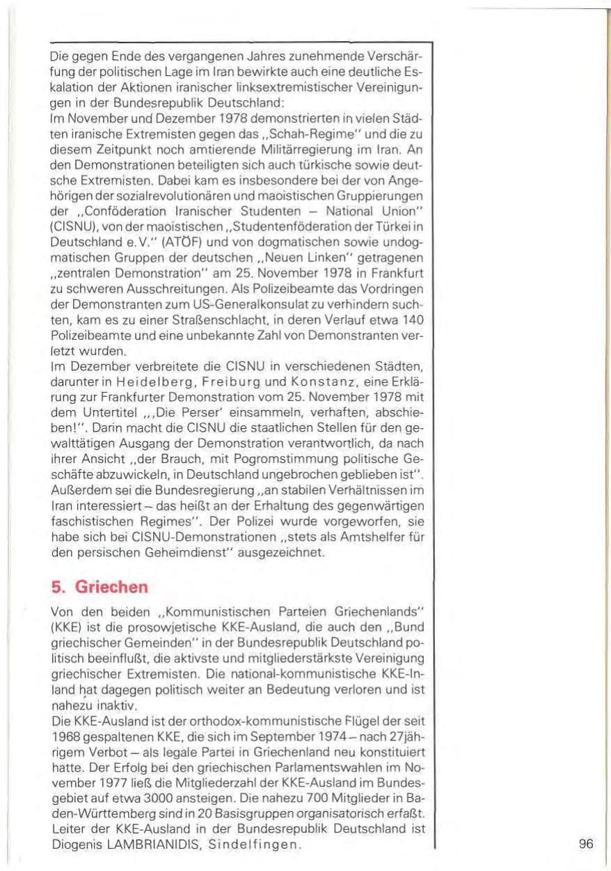 Seite 99 des Verfassungsschutzbericht 1978 Baden-Württemberg