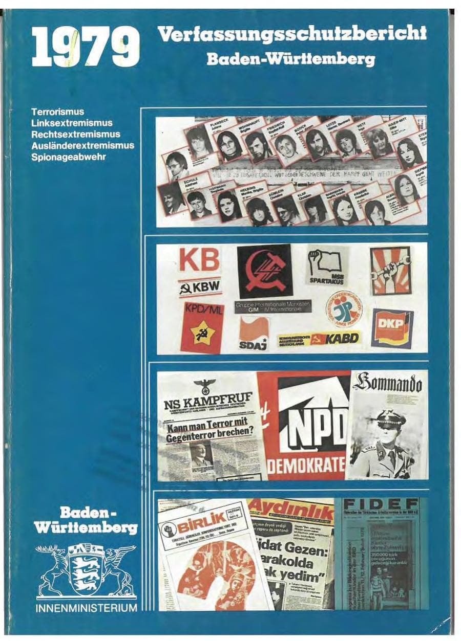 Seite 1 des Verfassungsschutzbericht 1979 Baden-Württemberg