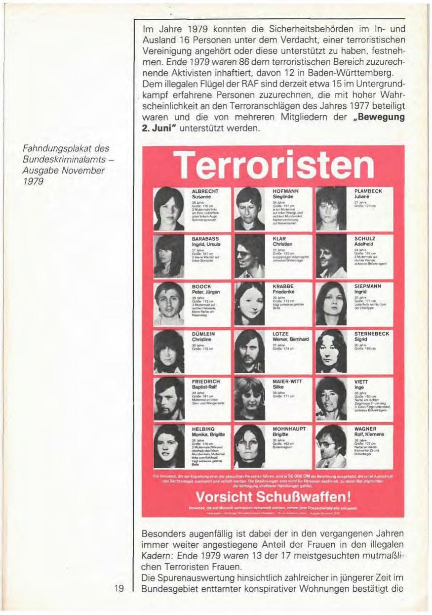 Seite 21 des Verfassungsschutzbericht 1979 Baden-Württemberg
