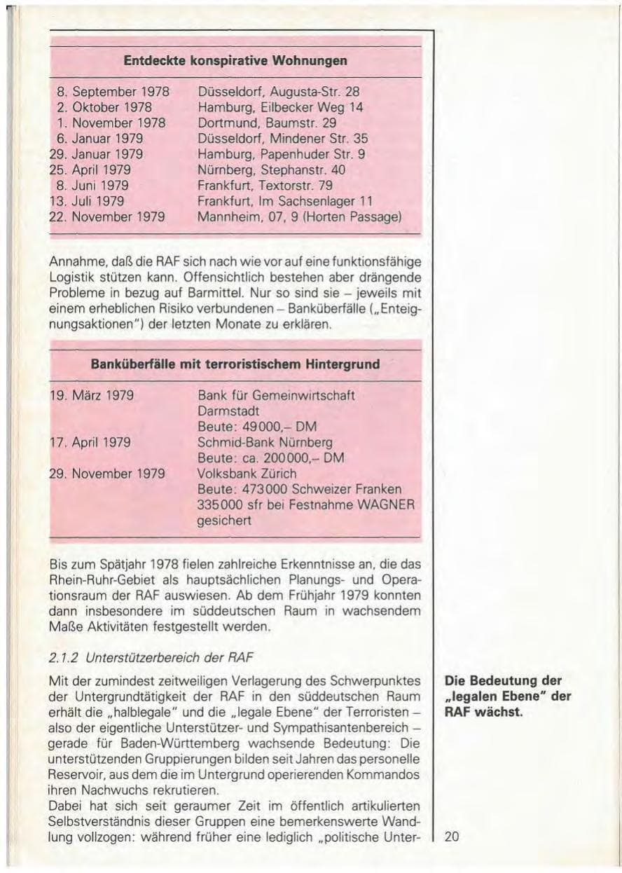 Seite 22 des Verfassungsschutzbericht 1979 Baden-Württemberg