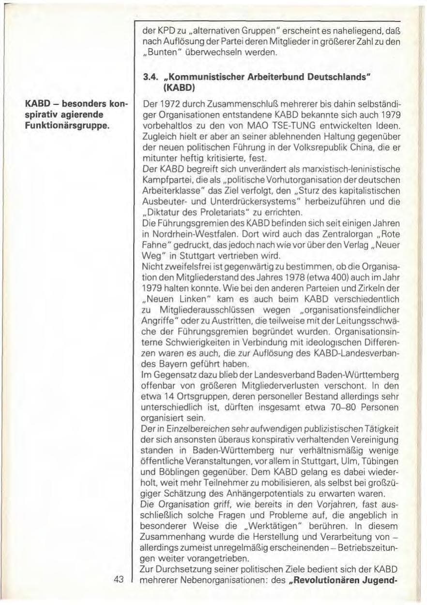 Seite 45 des Verfassungsschutzbericht 1979 Baden-Württemberg