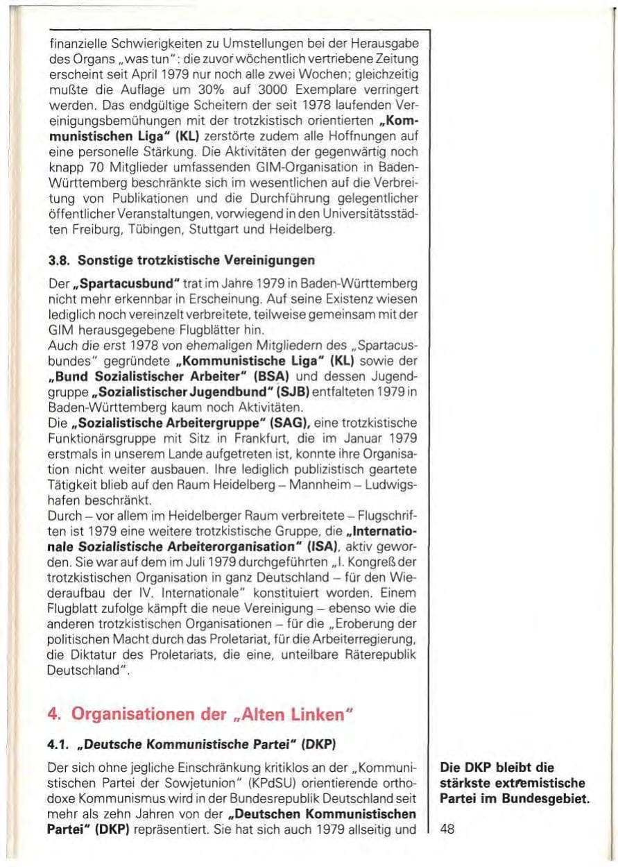 Seite 50 des Verfassungsschutzbericht 1979 Baden-Württemberg
