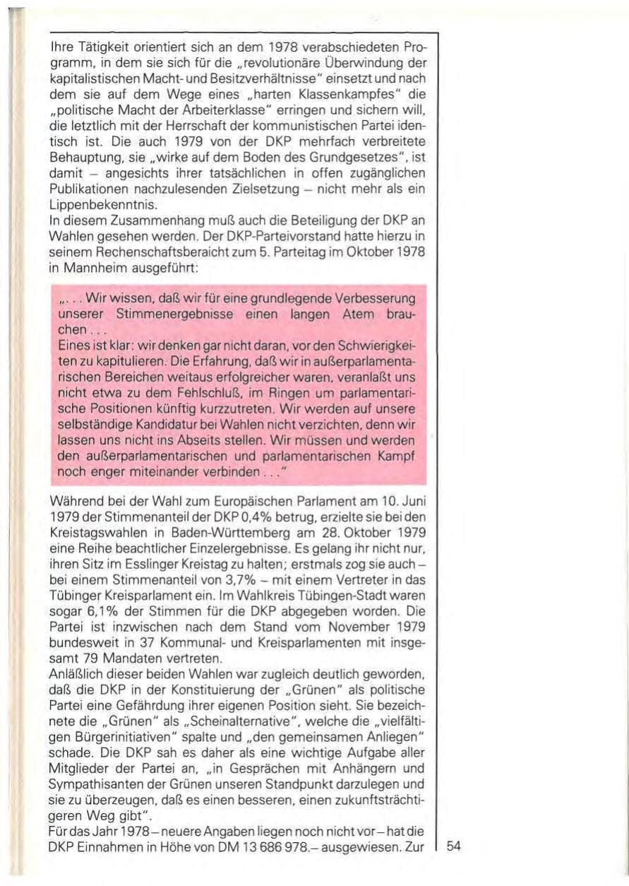 Seite 56 des Verfassungsschutzbericht 1979 Baden-Württemberg
