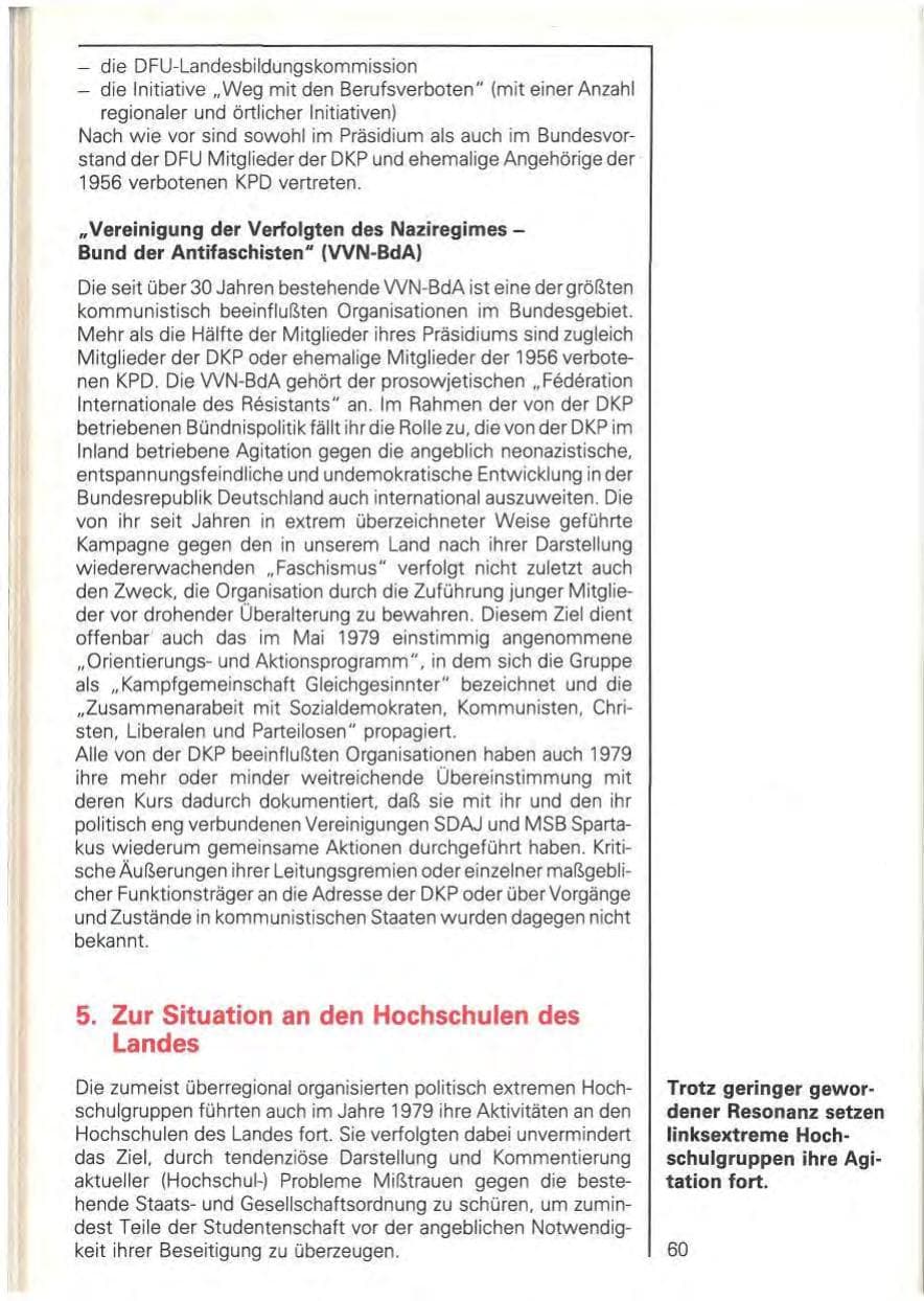 Seite 62 des Verfassungsschutzbericht 1979 Baden-Württemberg