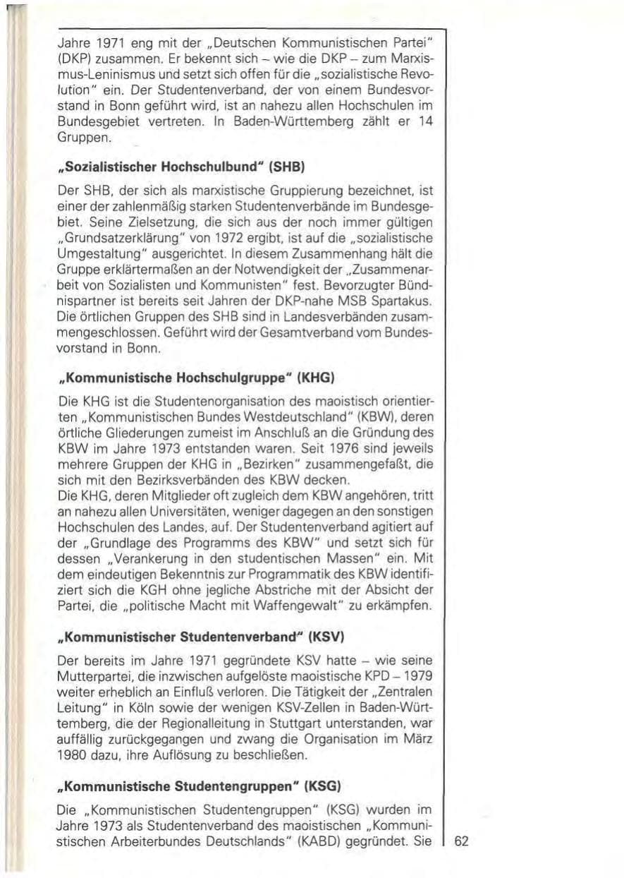 Seite 64 des Verfassungsschutzbericht 1979 Baden-Württemberg